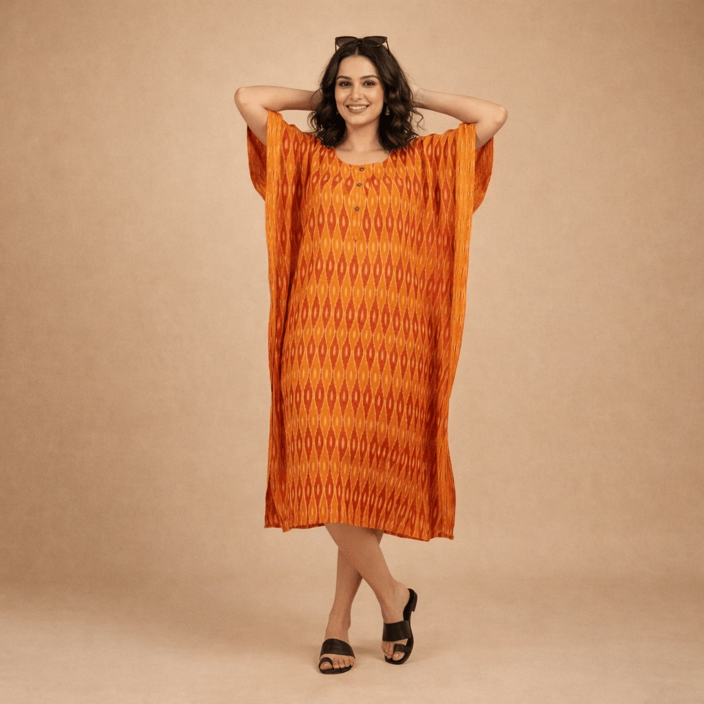 Amber Ikat Handloom Cotton Kaftan