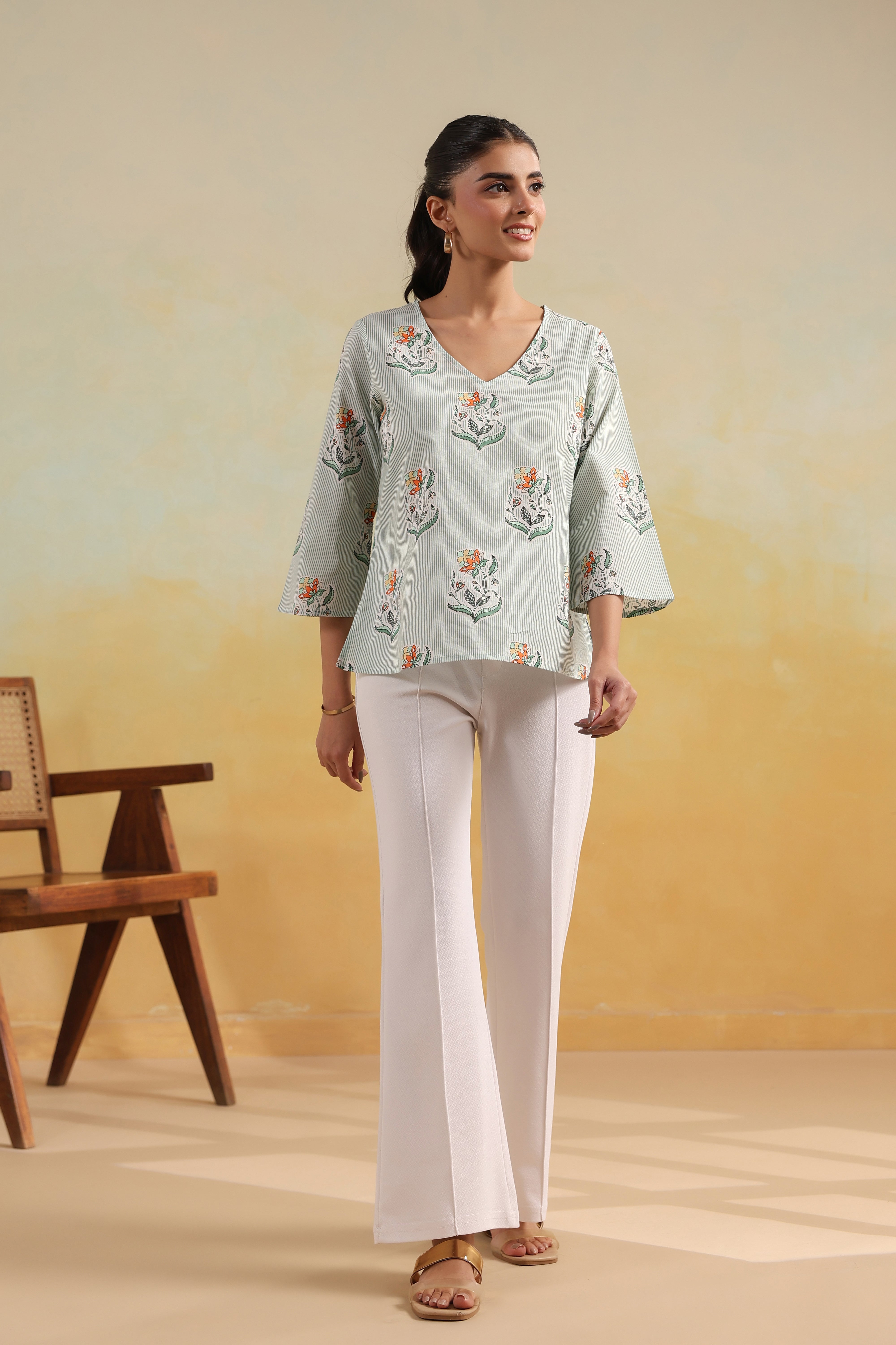 Cotton Short Top-Sage Green