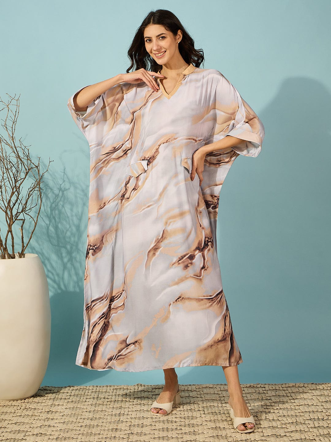 Grey Marble Gradient Super Soft Kaftan