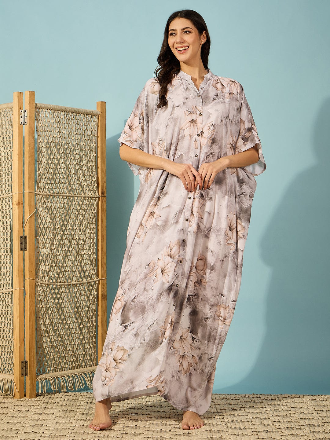 Marble Floral Print Super Soft Freesize Kaftan